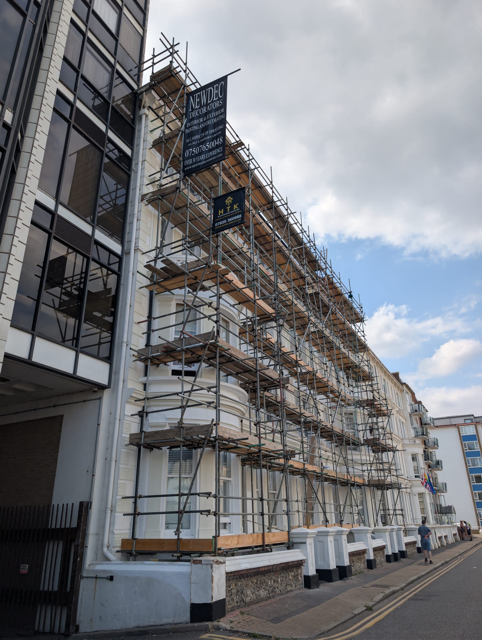 Scaffolding for exterior painting and rendering work